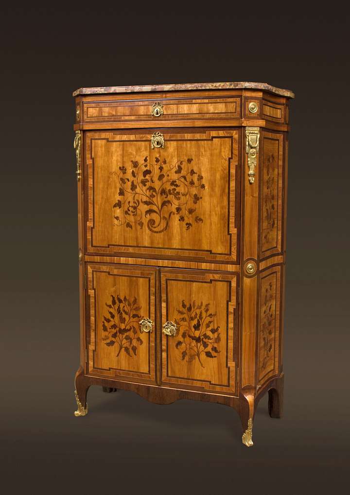 A TRANSITION END-CUT MARQUETRY DROP-FRONT SECRETAIRE